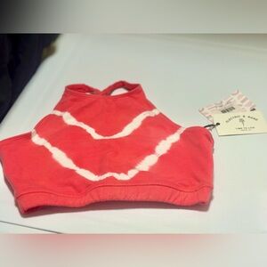 Electric & Rose Hand- Tie Dyed Grayson Chevron Coral and White Crop Top Bralette